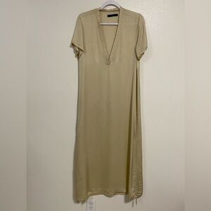 Nicholas K Dress Women’s Size Medium Cream 100% Modal Satin MIDI Lagenlook Style